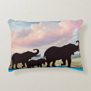 Cojín Decorativo Pilar de acento de la familia del elefante