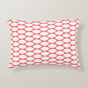 Cojín Decorativo Pilar de acento del patrón blanco rojo coral moder