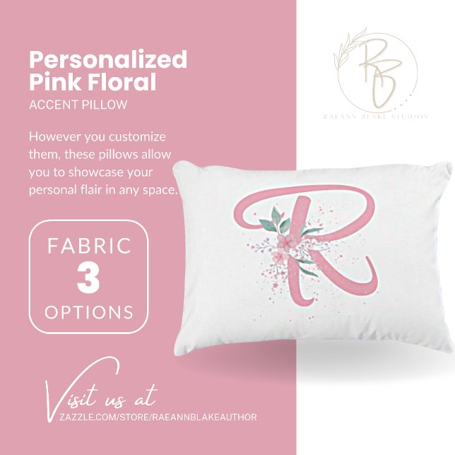 Cojín Decorativo Pilar de acento floral rosado personalizado (Subido por el creador)