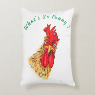 Cojín Decorativo Pilar de acento gracioso con gallo sorprendido