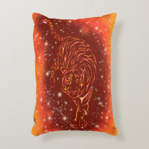 Cojín Decorativo Pilar De Acento Tigre Corriendo En Noche De Llanto