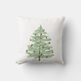 Cojín Decorativo Pilar de árbol de navidad acuarela