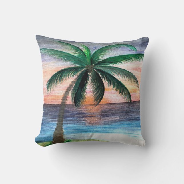 Cojín Decorativo Pilar de árbol de palmera al sol (Anverso)