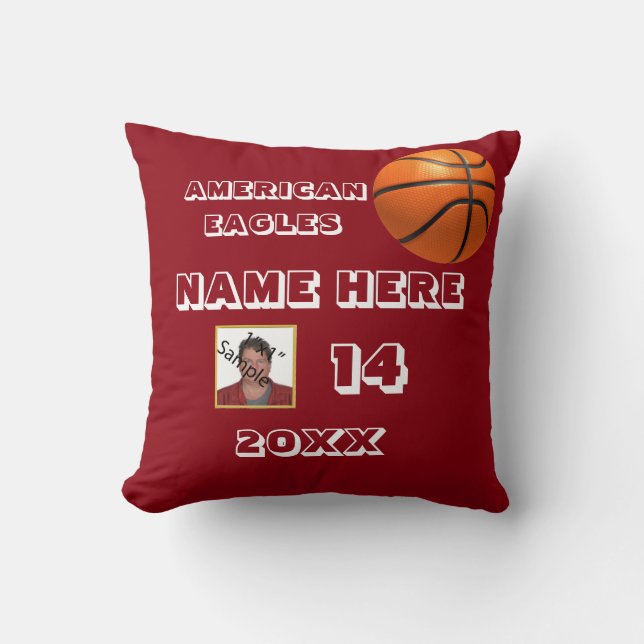 Cojín Decorativo Pilar de Basketball con rojo (Anverso)