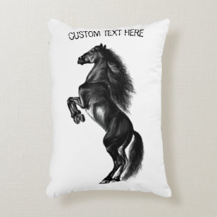 Cojín Decorativo Pilar de caballo negro con texto y color Personali