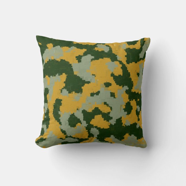 Cojín Decorativo Pilar de camuflaje gris amarillo verde Guay (Anverso)