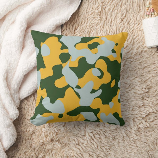 Cojín Decorativo Pilar de camuflaje verde amarillo gris (Manta)