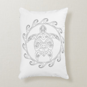 Cojín Decorativo Pilar de color adulto maorí Sun tribal tortuga