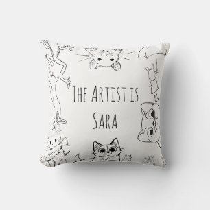 Cojín Decorativo Pilar de color y animal de guarnición