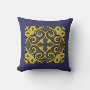 Cojín Decorativo Pilar de diseño de mosaico español-azul