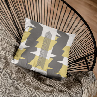 Cojín Decorativo Pilar de diseño de patrón de resumen amarillo y gr