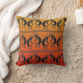 Cojín Decorativo Pilar de diseño suroeste de Kokopelli Naranja Ombr