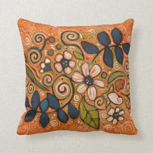 Cojín Decorativo Pilar de énfasis del patrón floral pintado