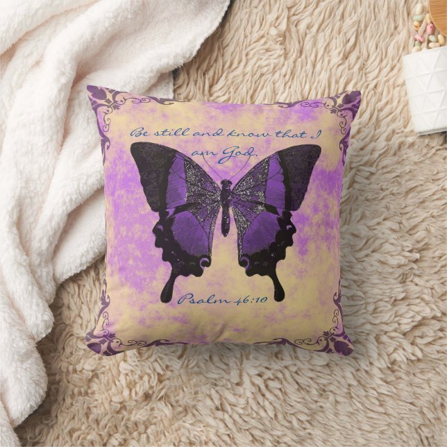Cojín Decorativo Pilar de escritura de mariposa morada (Manta)