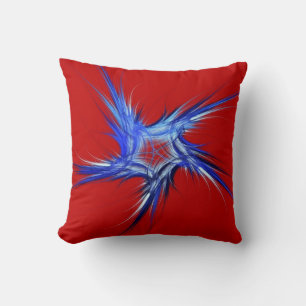 Cojín Decorativo Pilar de estrella fractal patriótica roja y azul