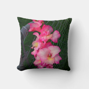 Cojín Decorativo Pilar de flor de gladiola rosa