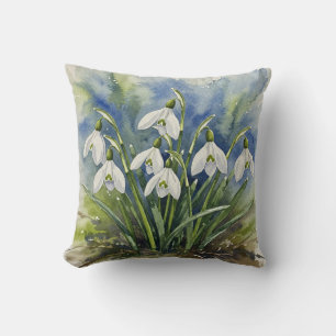 Cojín Decorativo Pilar de flor de primavera con gotas de nieve