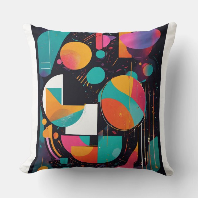 Cojín Decorativo Pilar de formas abstractas vibrantes (Anverso)