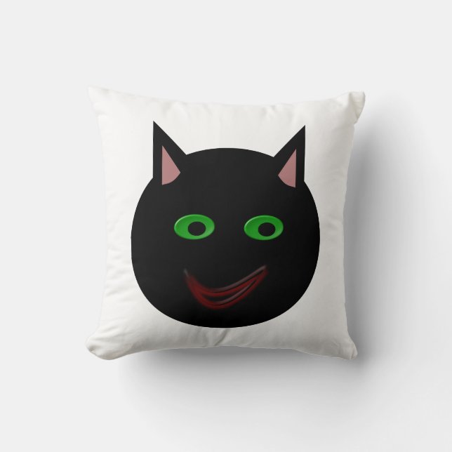 Cojín Decorativo Pilar de gato negro de Halloween (Anverso)