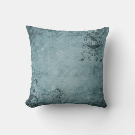 Cojín Decorativo Pilar de jaula de pájaro de Steampunk azul profund