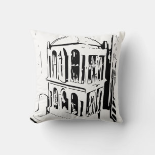 Cojín Decorativo Pilar de jaula de pájaro negro y blanco