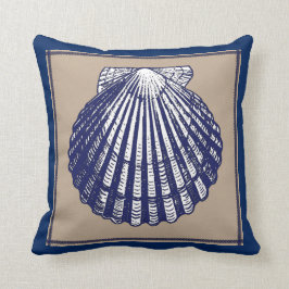 Cojín Decorativo Pilar de la cubierta de vieiras de color azul y ar