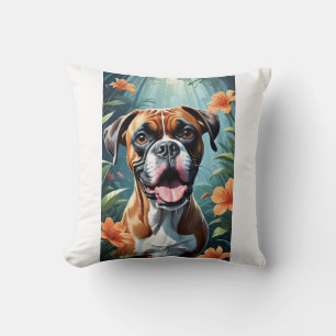 Cojín Decorativo Pilar de la flor del perro del Boxer