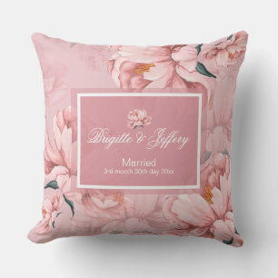 Cojín Decorativo Pilar de la flor rosada de la peonía floral