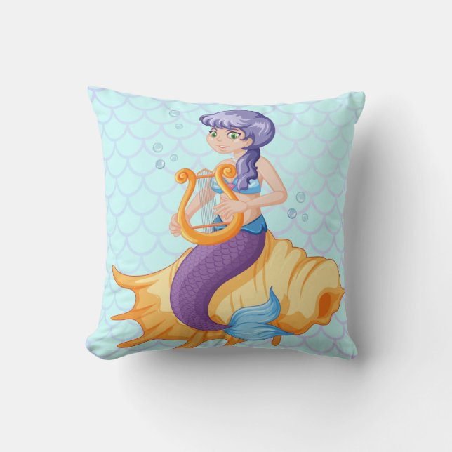 Cojín Decorativo Pilar de lanzamiento de sirena (Anverso)