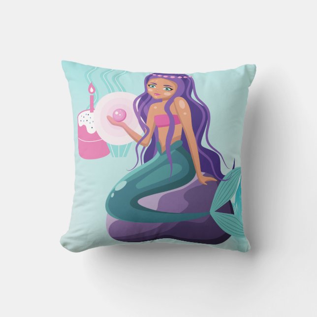 Cojín Decorativo Pilar de lanzamiento de sirena (Anverso)