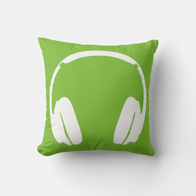 Cojín Decorativo Pilar de los auriculares (verde/blanco) (Anverso)