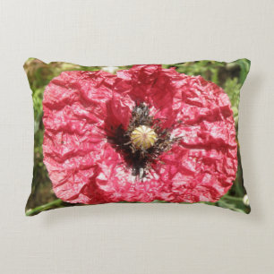 Cojín Decorativo Pilar de macro de la flor de la amapola roja bonit