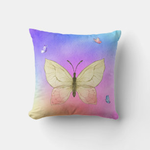 Cojín Decorativo Pilar de mariposa acuarela