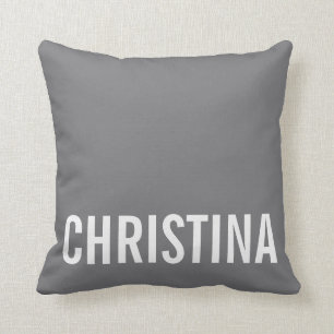 Cojín Decorativo Pilar de nombre personalizado gris moderno
