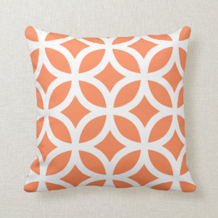 Cojín Decorativo Pilar de patrón geométrico en Naranja de nectarina