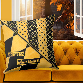 Cojín Decorativo Pilar de patrón geométrico occher negro personaliz