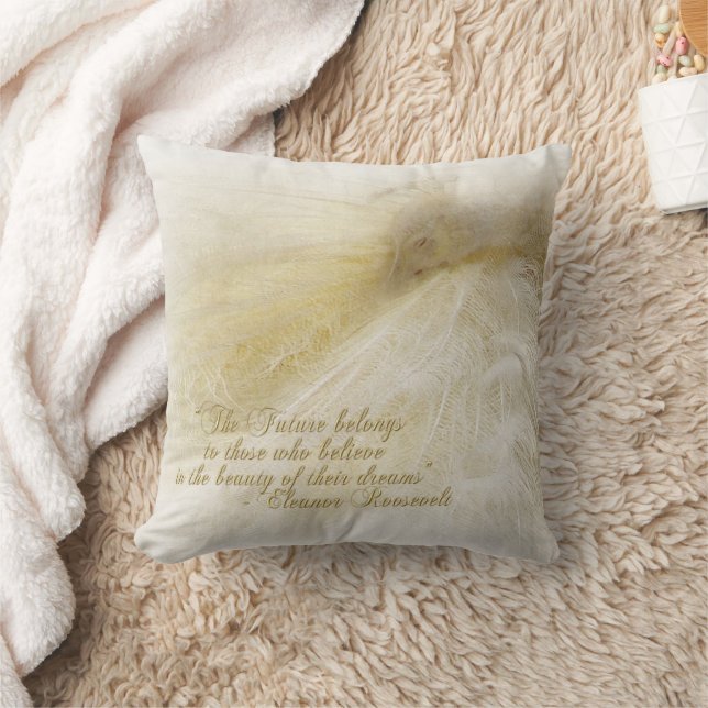 Cojín Decorativo Pilar de pavo real blanco inspirador (Manta)