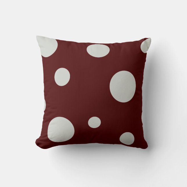 Cojín Decorativo Pilar de punto de polka gris claro y marrón (Anverso)