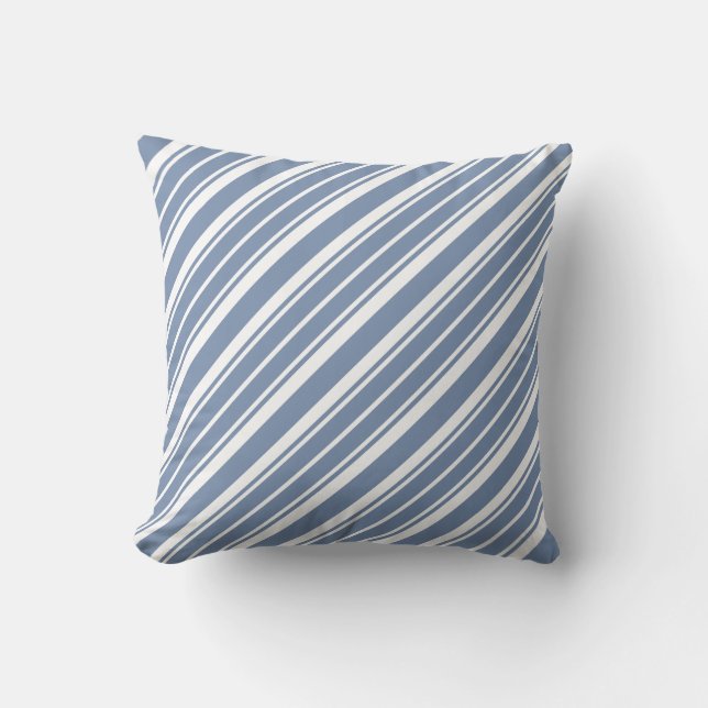 Cojín Decorativo Pilar de raya azul y blanco índigo (Anverso)