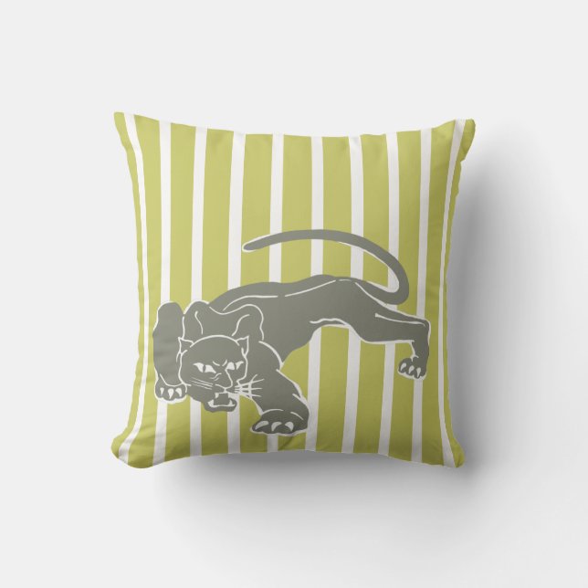 Cojín Decorativo Pilar de raya de Safari de Khaki con leopardo (Anverso)