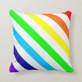 Cojín Decorativo Pilar de rayas arcoiris blancas