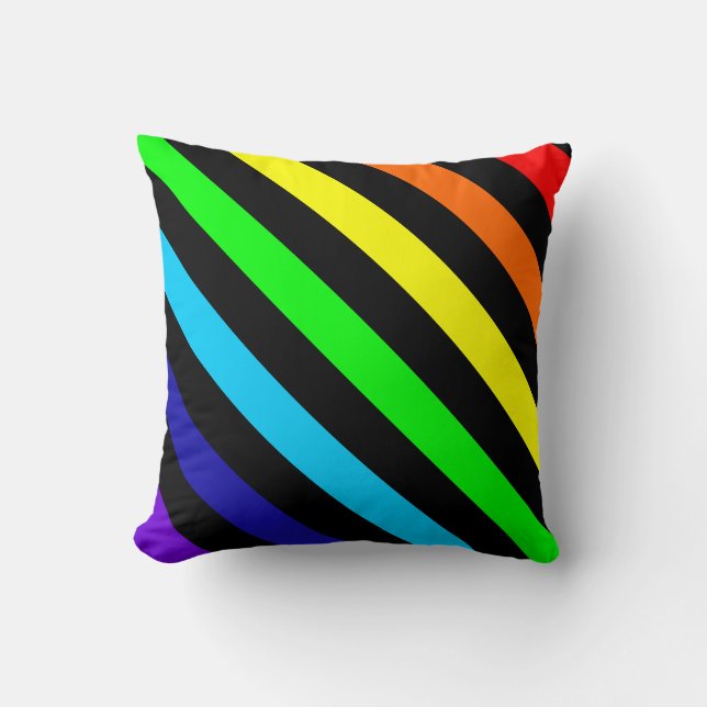 Cojín Decorativo Pilar de rayas de arcoiris (Anverso)