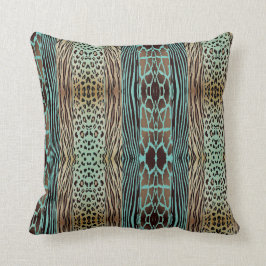 Cojín Decorativo Pilar De Rayo De Zebra De Animales Beige Y Azul