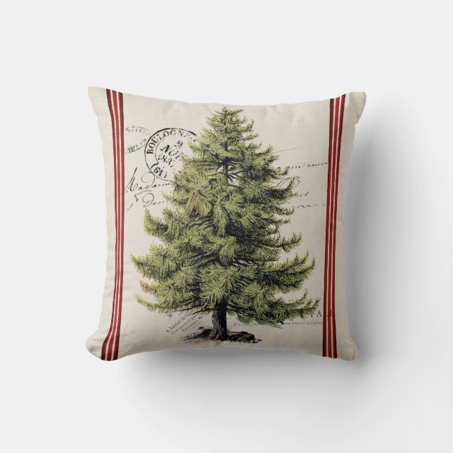 Cojín Decorativo Pilar de vacaciones de banda de árbol de vintage (Anverso)