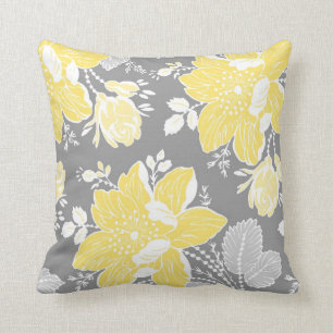 Cojín Decorativo Pilar decorativo amarillo blanco amarillo con flor