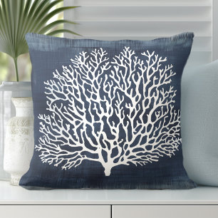 Cojín Decorativo Pilar decorativo de coral azul   Estilo costero