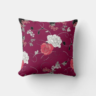 Cojín Decorativo Pilar decorativo de flores de Maroon Passon