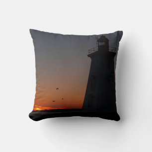 Cojín Decorativo Pilar del atardecer del faro reversible