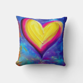 Cojín Decorativo Pilar del corazón amarillo y rosa