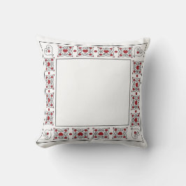 Cojín Decorativo Pilar del corazón rojo y blanco